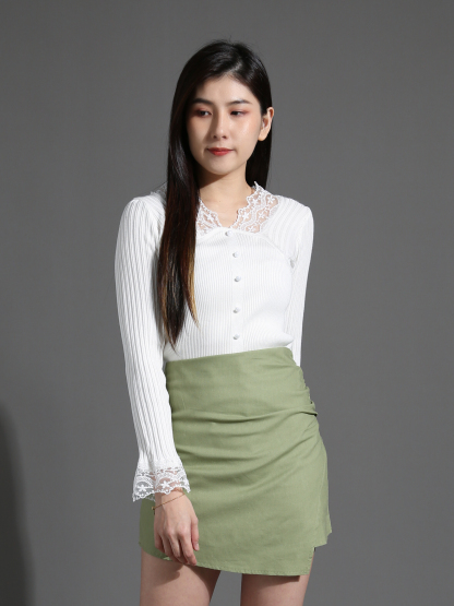Side Pleated Irregular Long Skirt Pants 26783