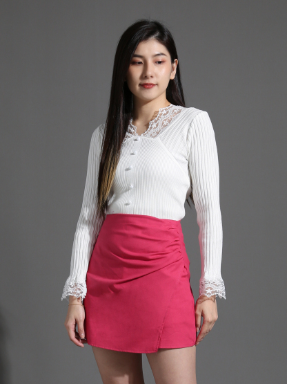 Side Pleated Irregular Long Skirt Pants 26783