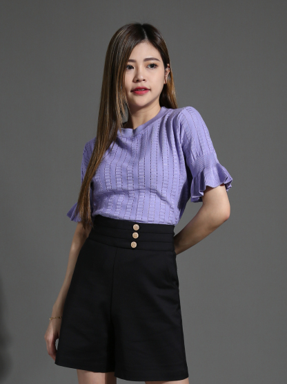 High Waist With Decorative Side Pocket Short Pants 26716