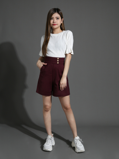 High Waist With Decorative Side Pocket Short Pants 26716