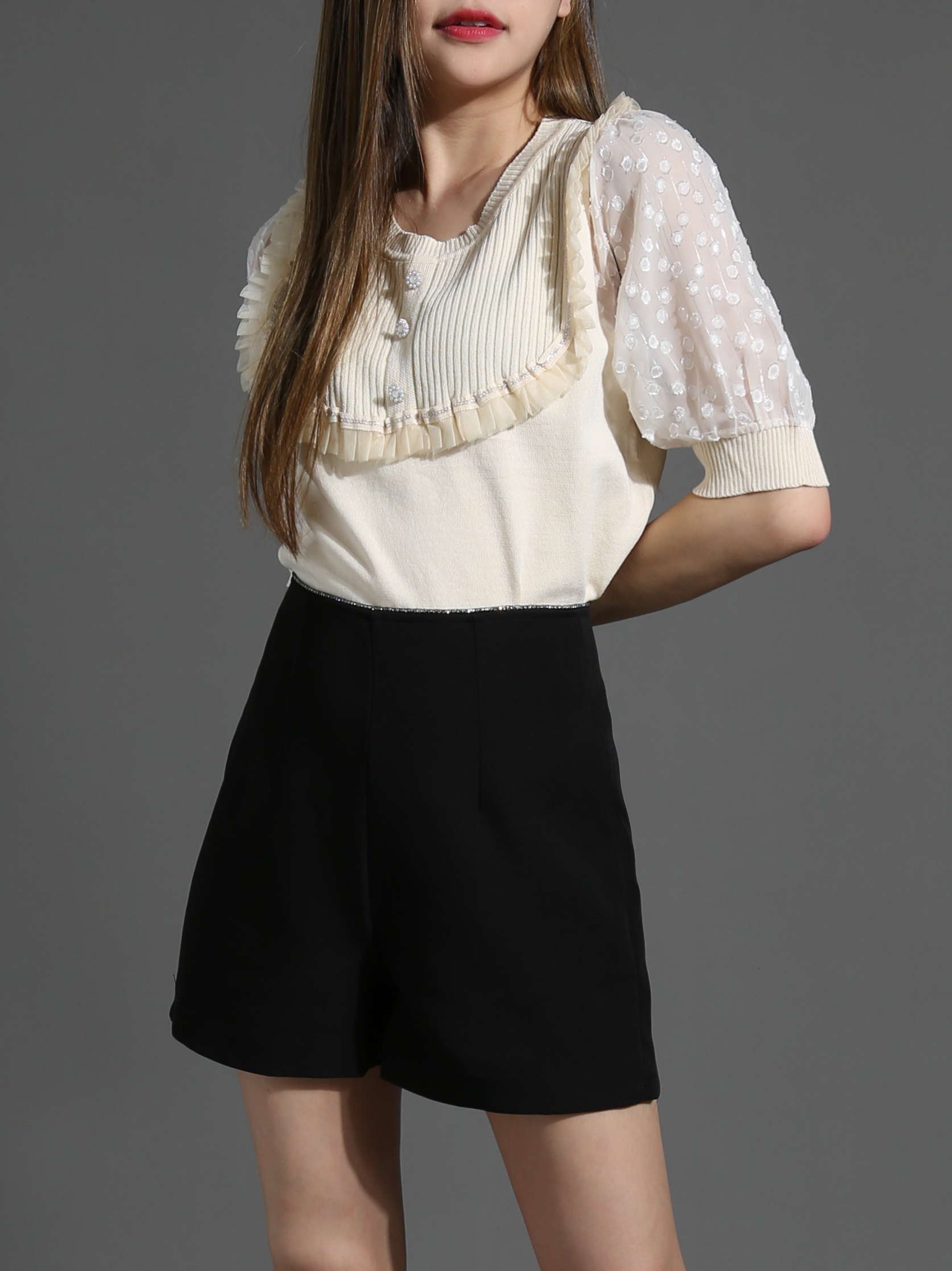 High Waist Suit Short Pants 26674