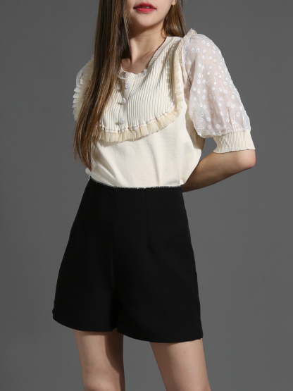 High Waist Suit Short Pants 26674