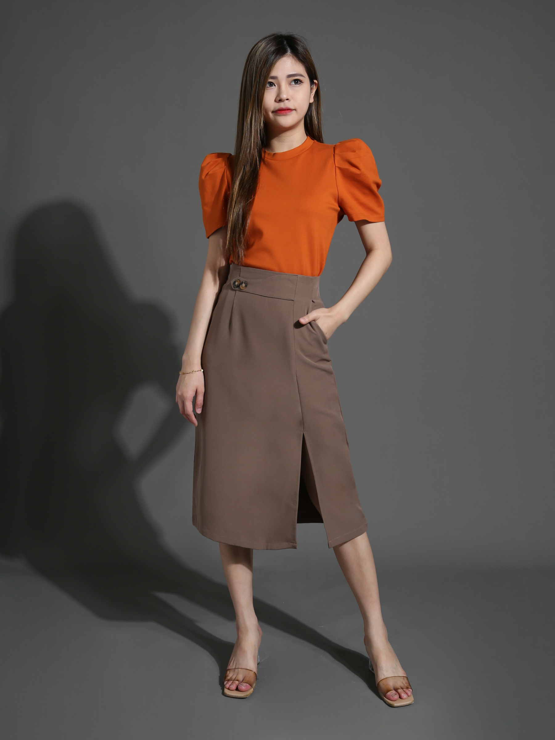 Front Button And Pocket Skirt 26765