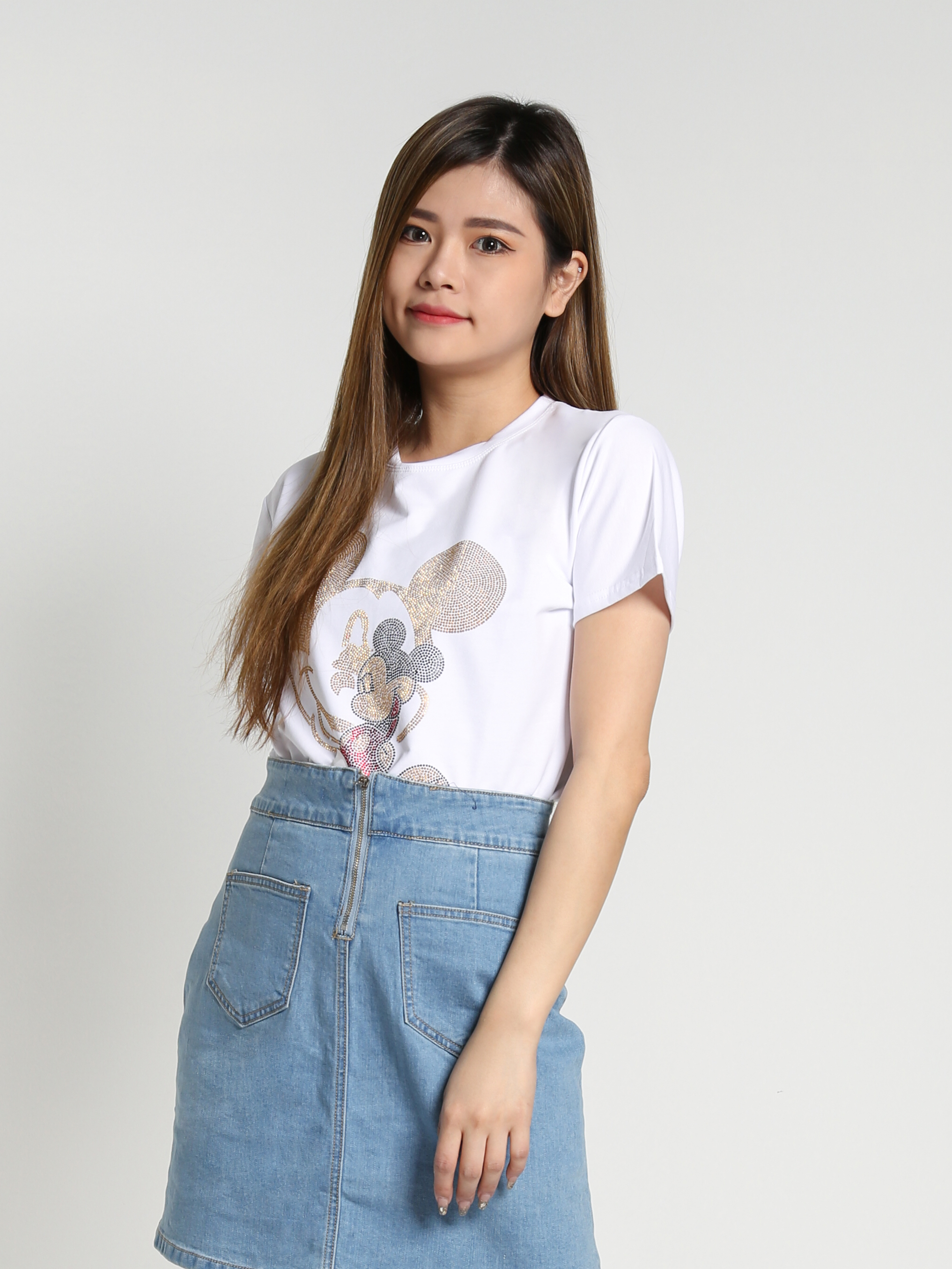 Short Sleeve Front Mickey Print Top 26876