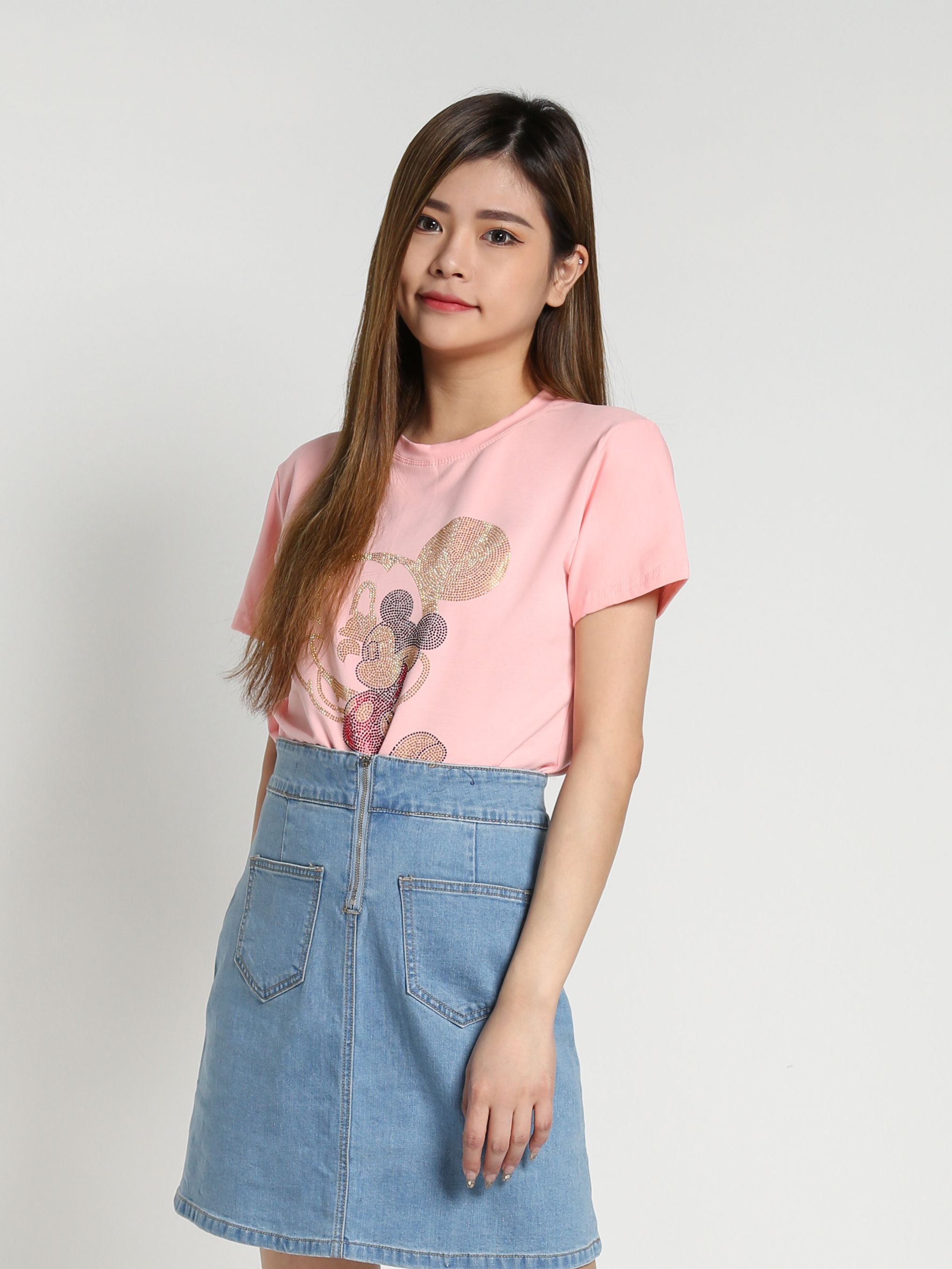 Short Sleeve Front Mickey Print Top 26876