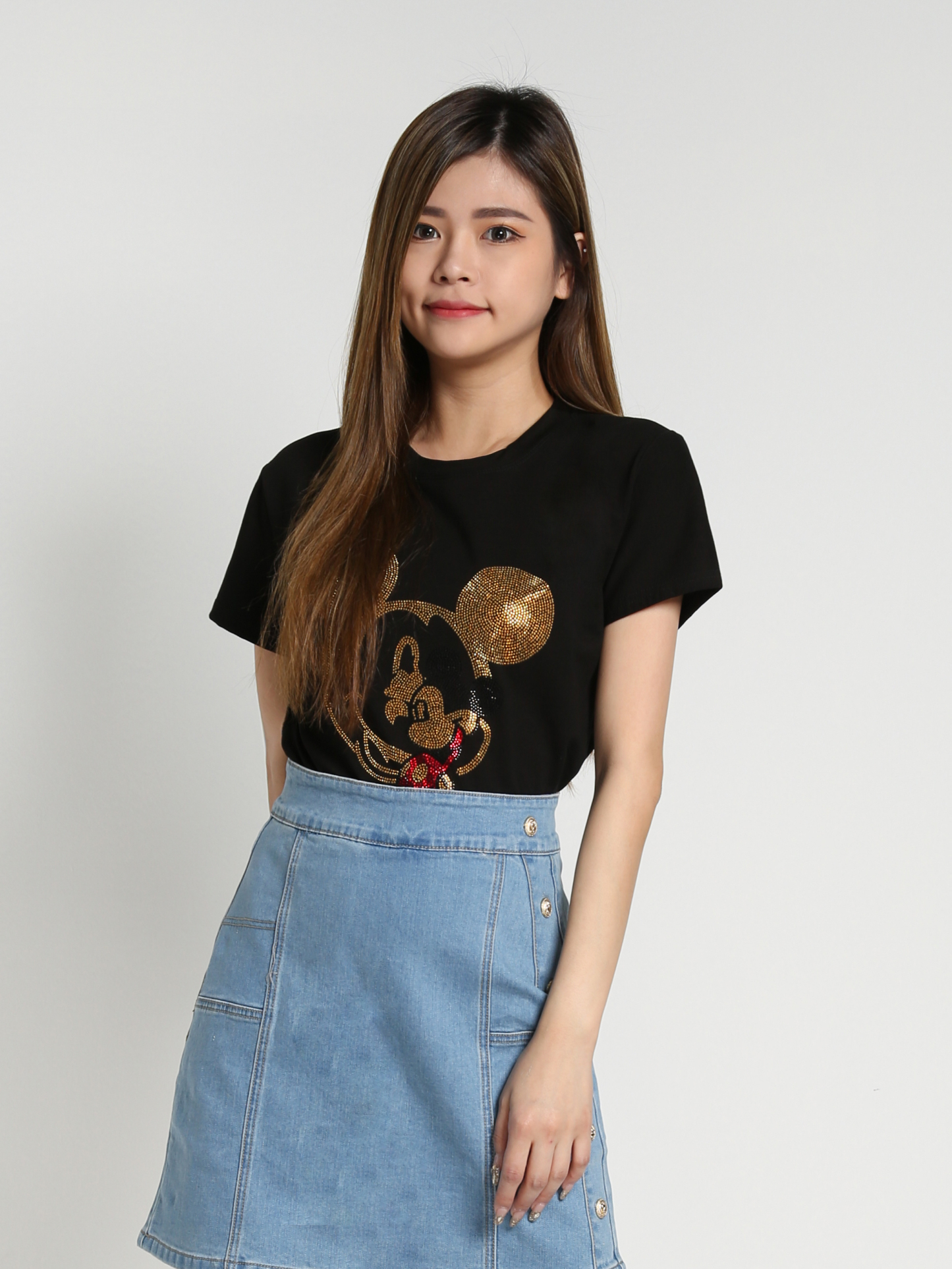Short Sleeve Front Mickey Print Top 26876