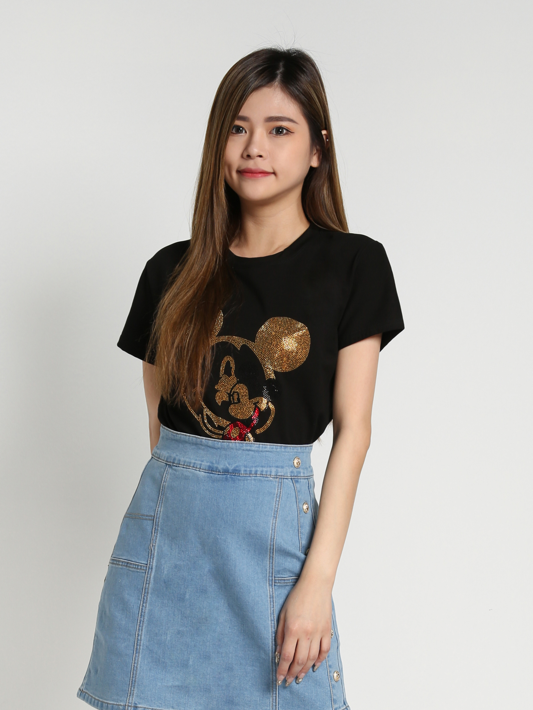 Short Sleeve Front Mickey Print Top 26876