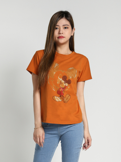 Short Sleeve Front Mickey Print Top 26876