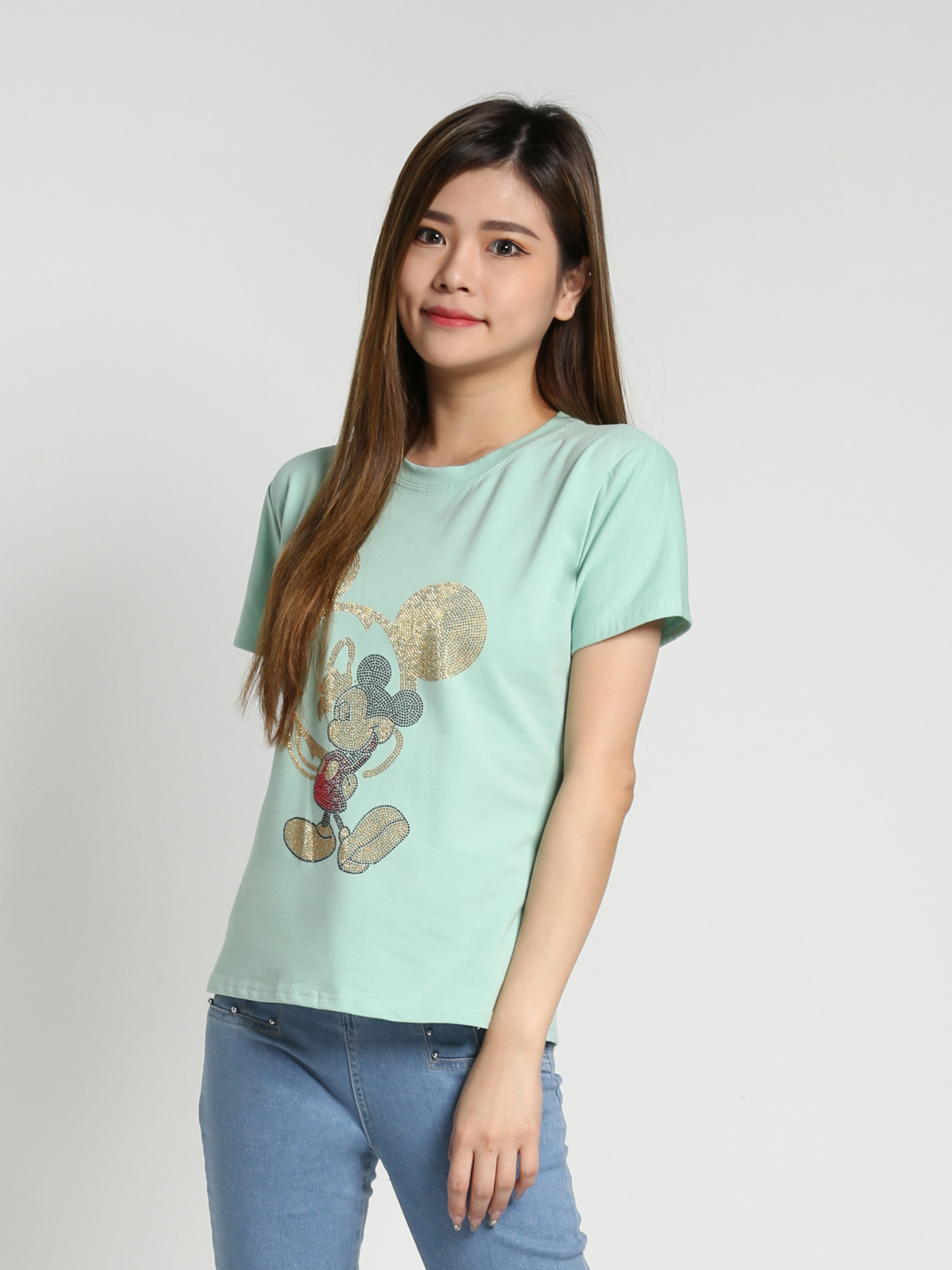 Short Sleeve Front Mickey Print Top 26876