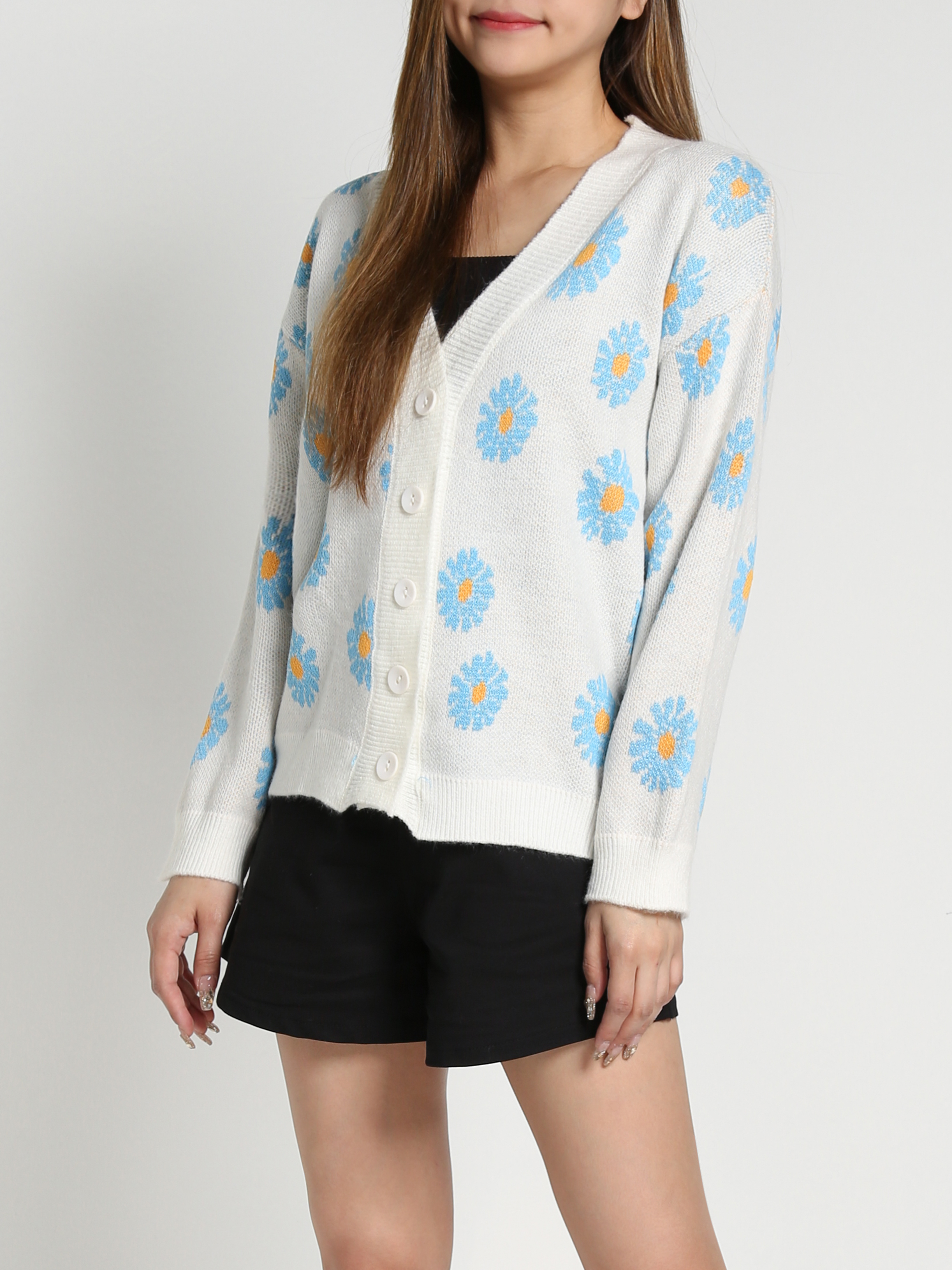Long Sleeve Front Button Top 26916