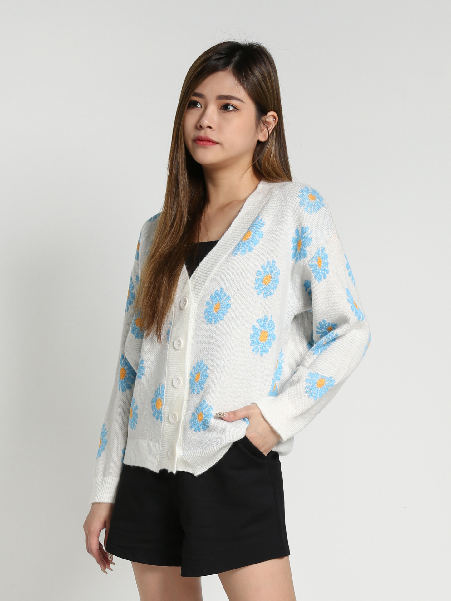 Long Sleeve Front Button Top 26916
