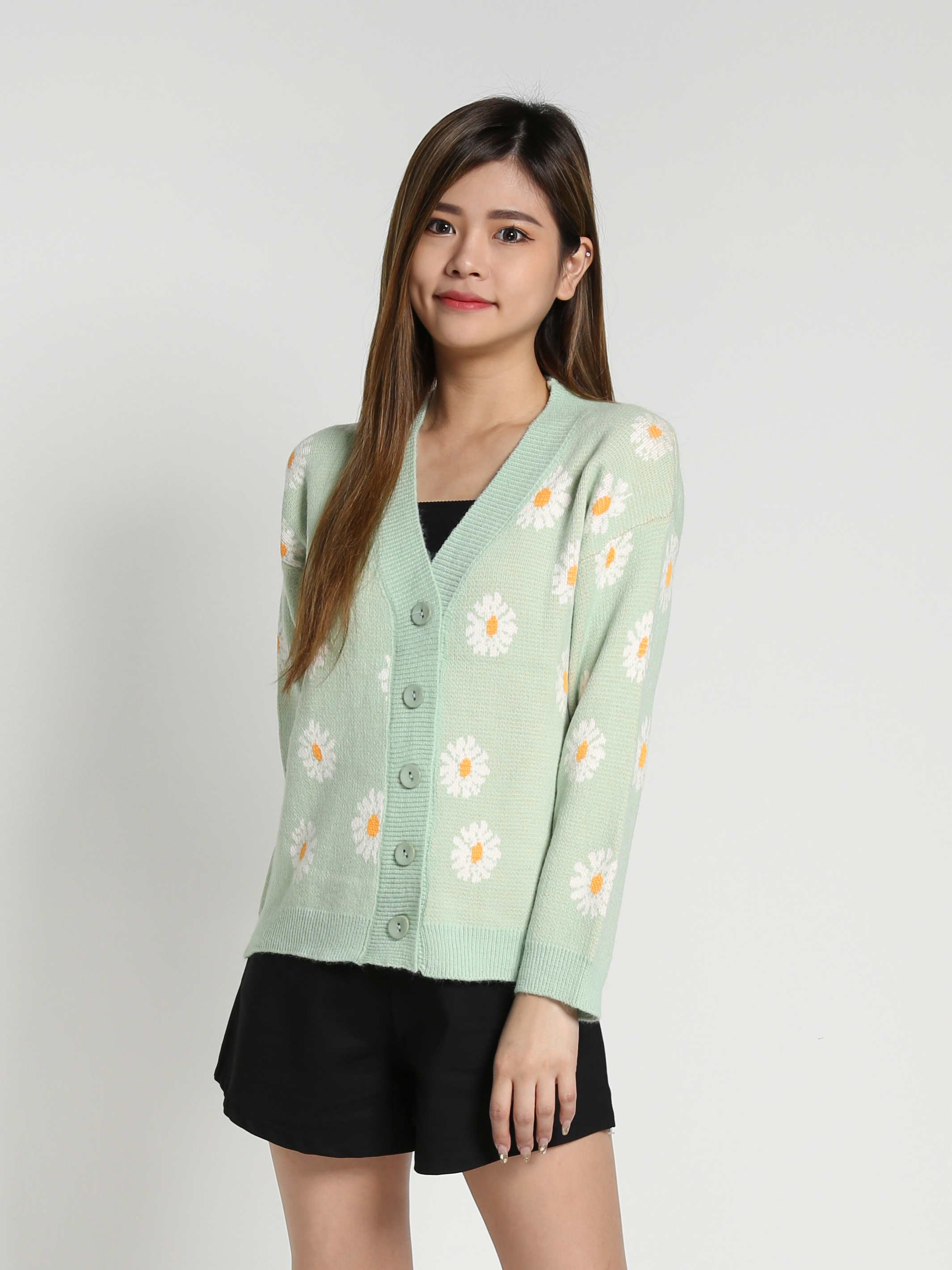 Long Sleeve Front Button Top 26916