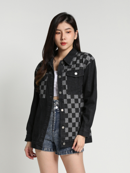 Denim Long Sleeve Front Button Top 26926