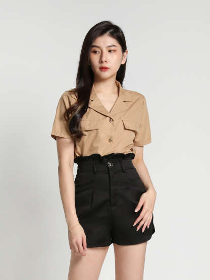 Pleated Front Button Short Pant 26906
