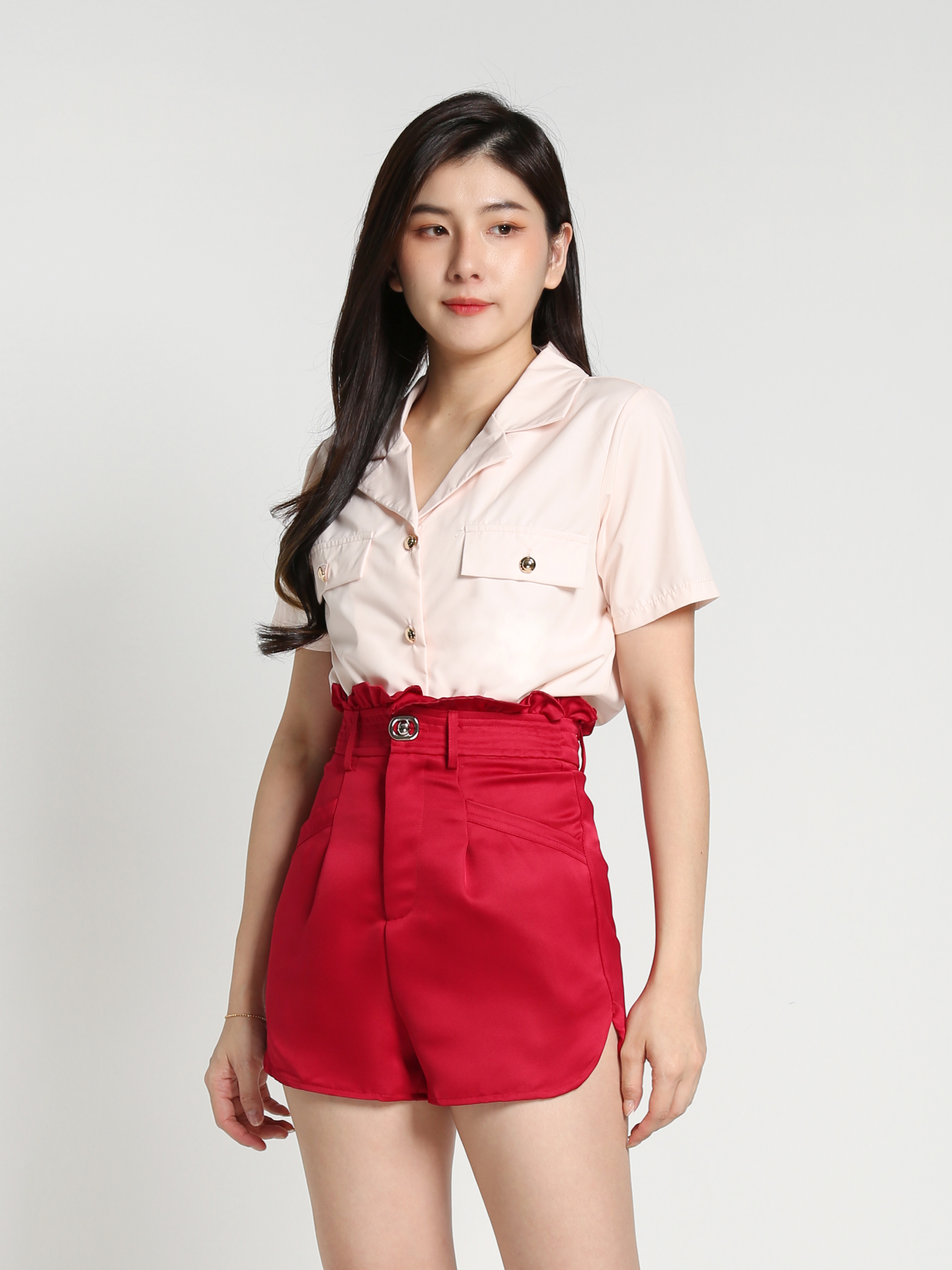Pleated Front Button Short Pant 26906