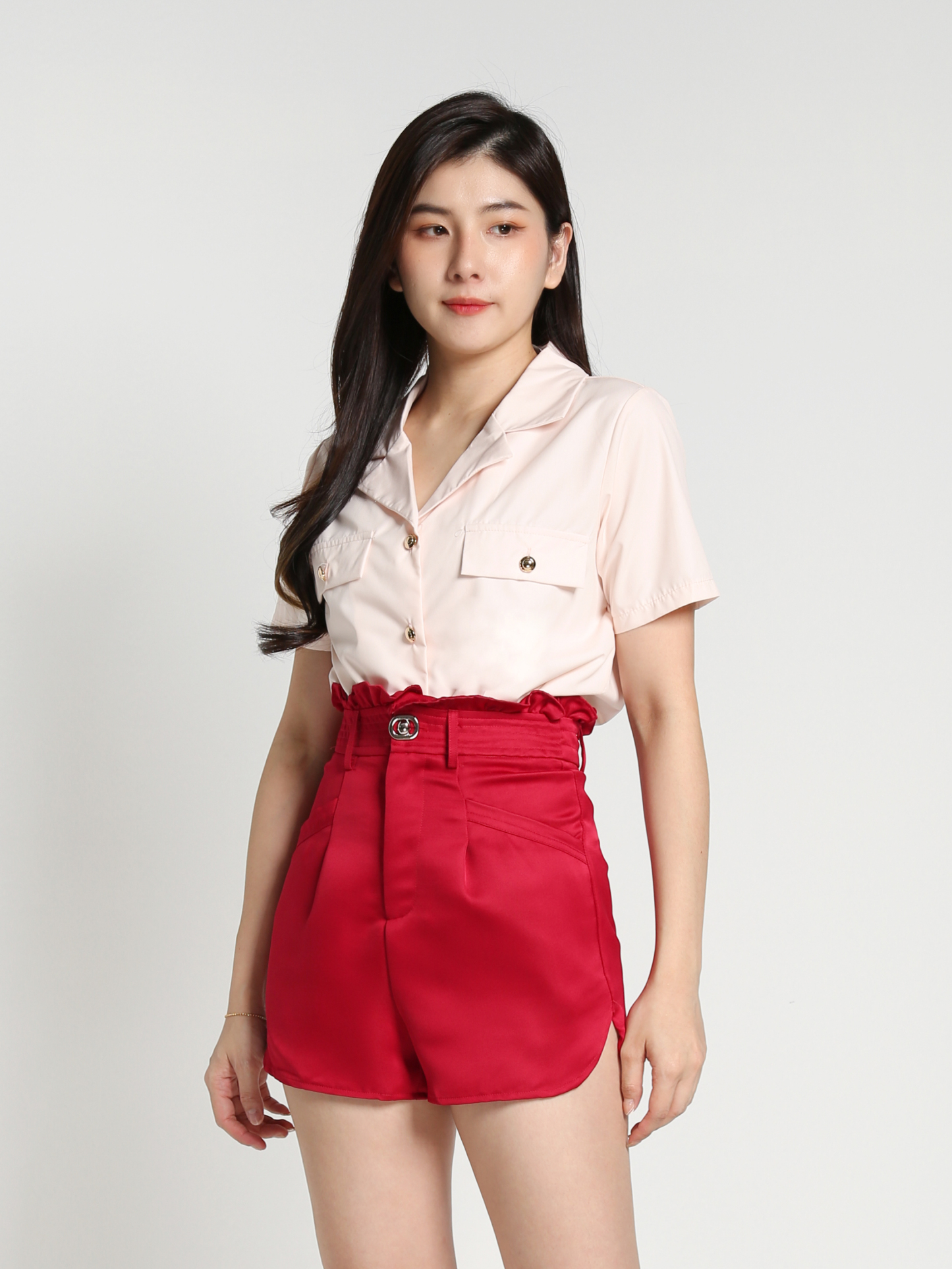 Pleated Front Button Short Pant 26906