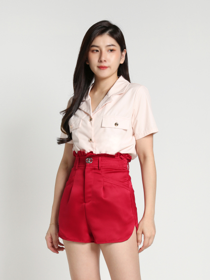 Pleated Front Button Short Pant 26906