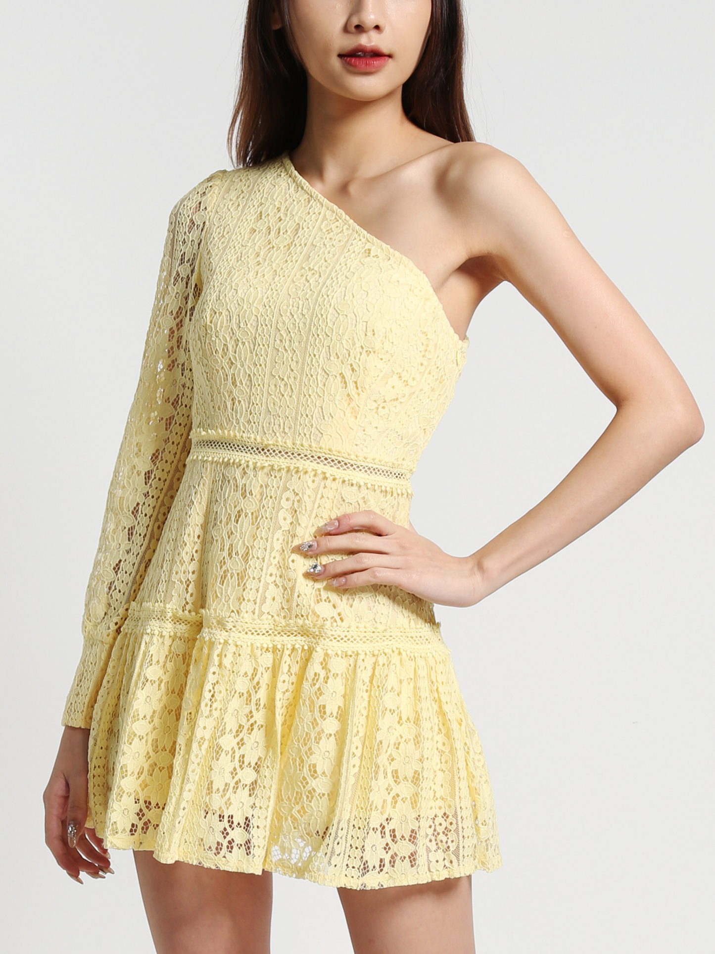 Sloping Eyelet Long Sleeve Dress 26976