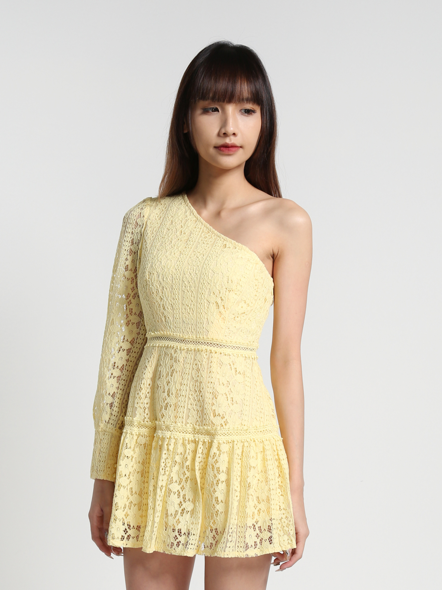 Sloping Eyelet Long Sleeve Dress 26976