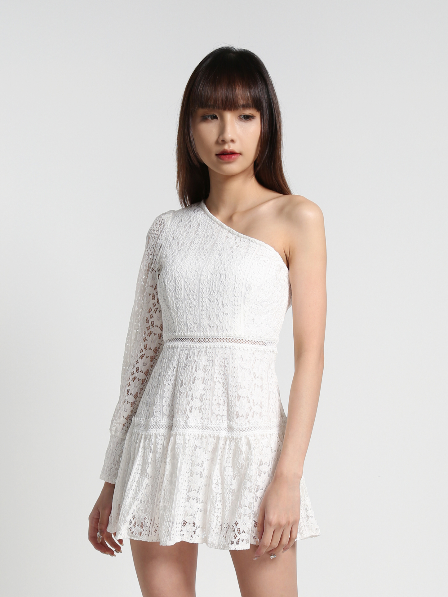 Sloping Eyelet Long Sleeve Dress 26976