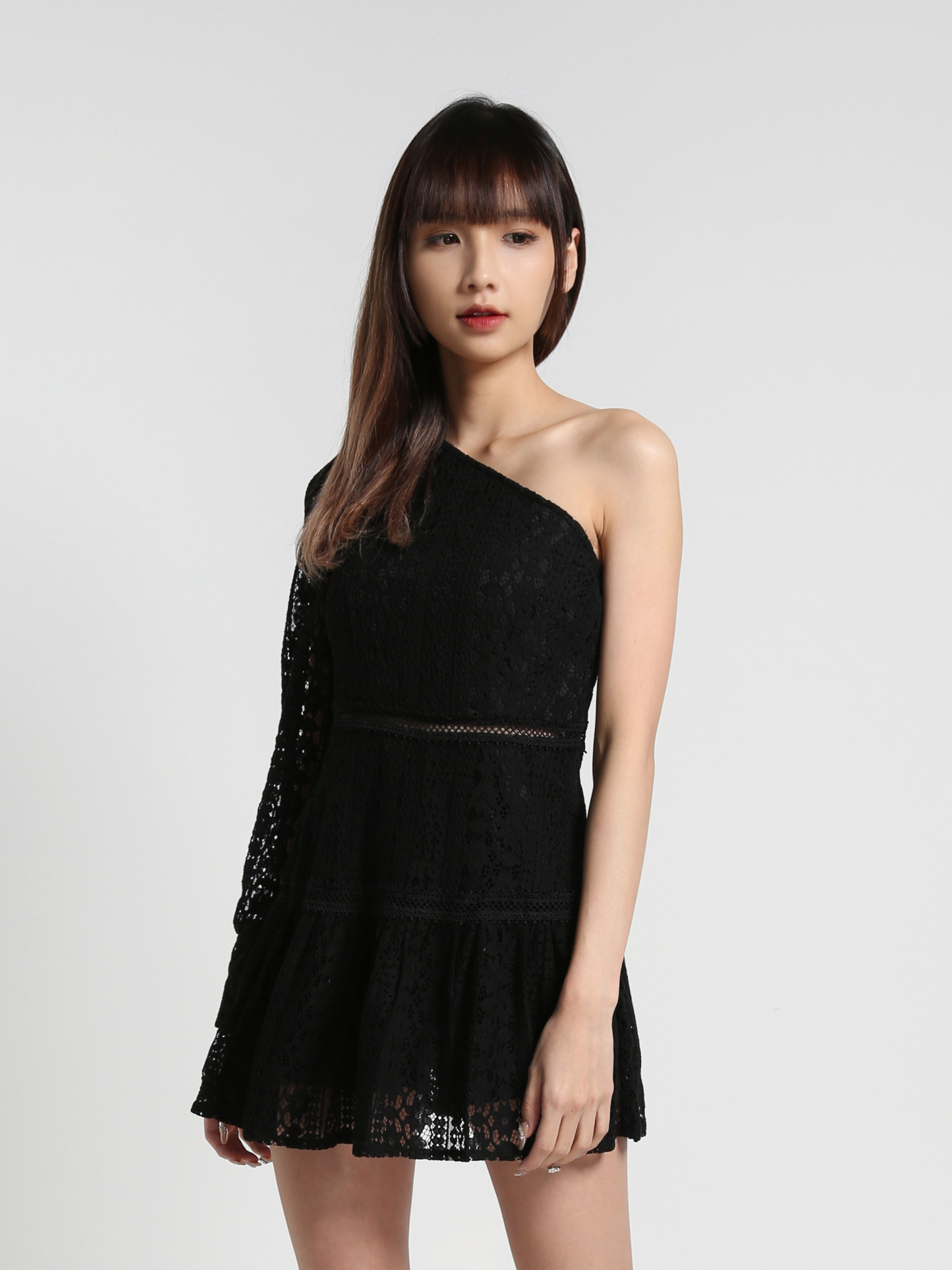 Sloping Eyelet Long Sleeve Dress 26976