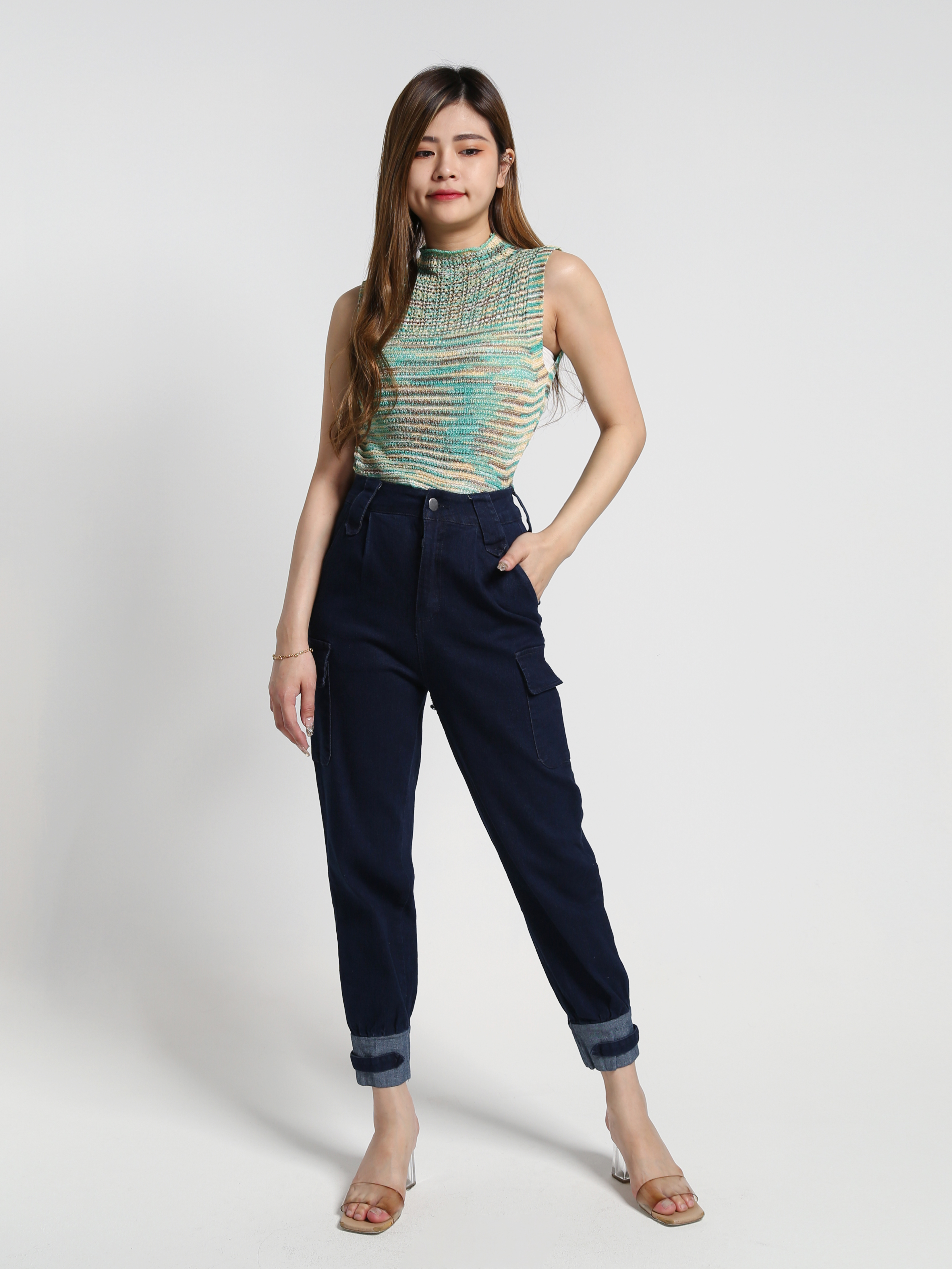 Denim Side Pocket Long Pants 27009