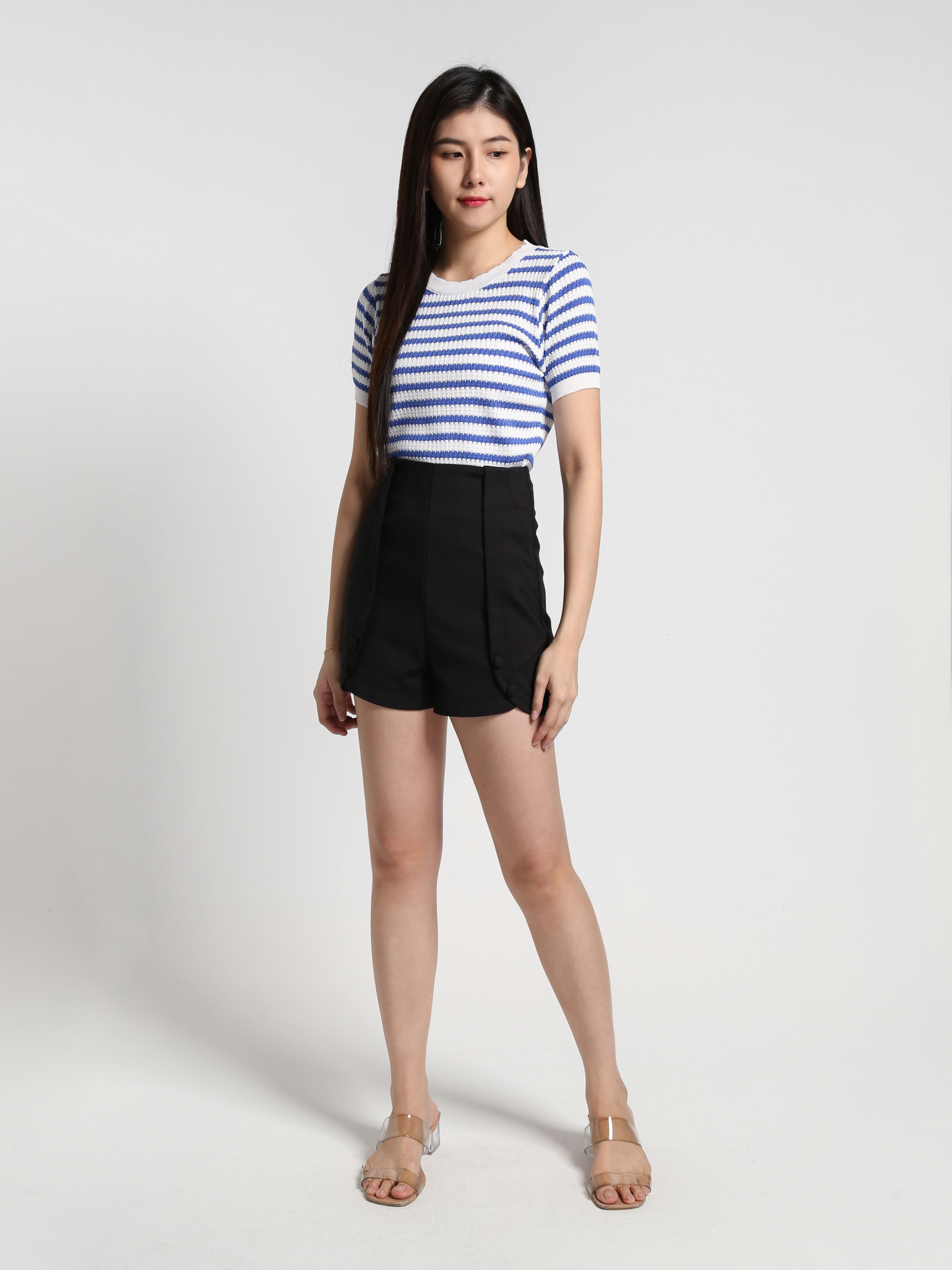 High Waist Side Pocket Short Pants 27007