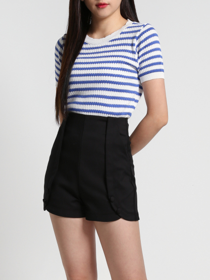 High Waist Side Pocket Short Pants 27007