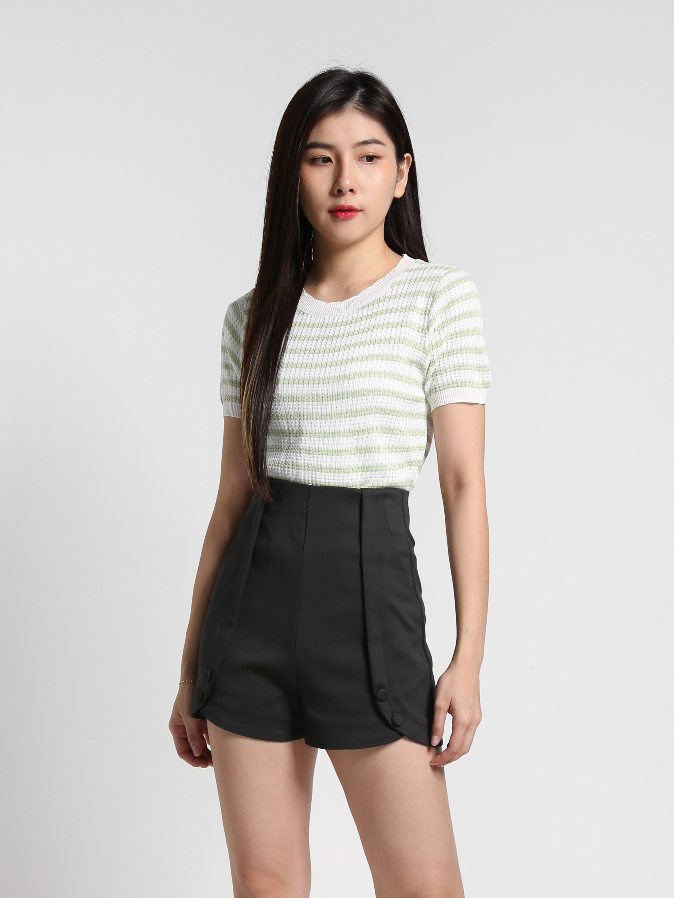 Knitted Eyelet Short Sleeve Top 27006