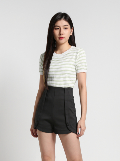 High Waist Side Pocket Short Pants 27007