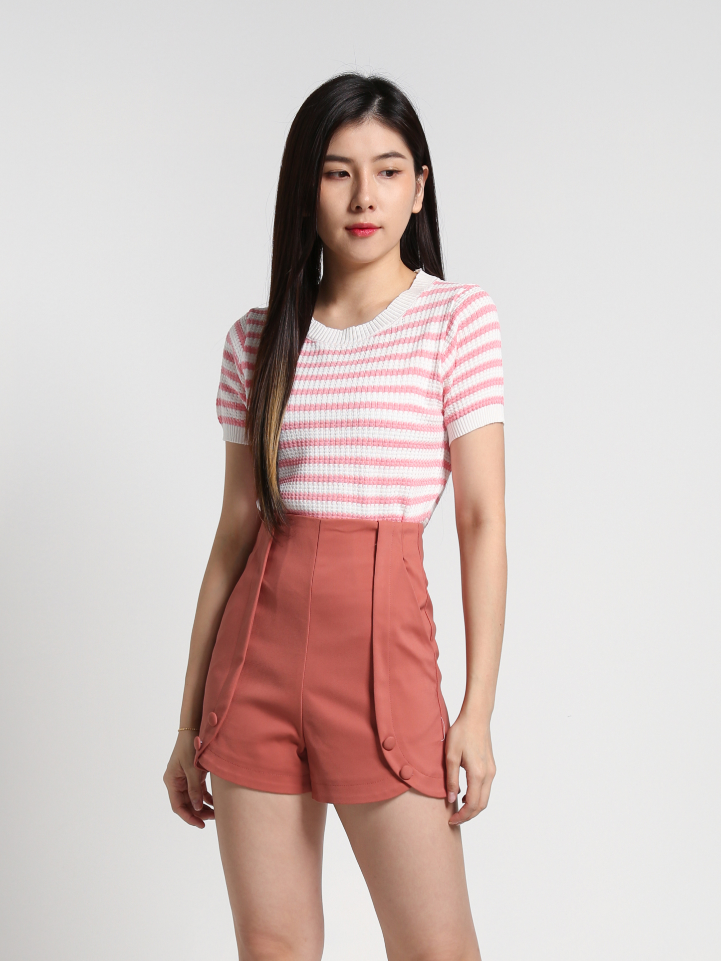 High Waist Side Pocket Short Pants 27007
