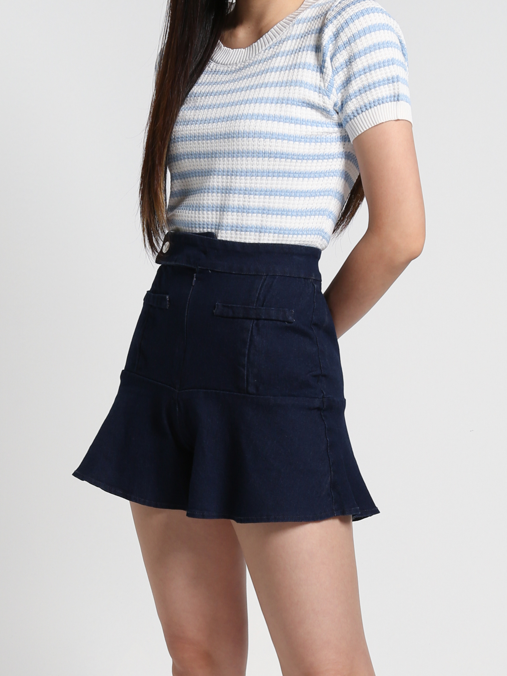 Denim Ruffles Short Pants 27011