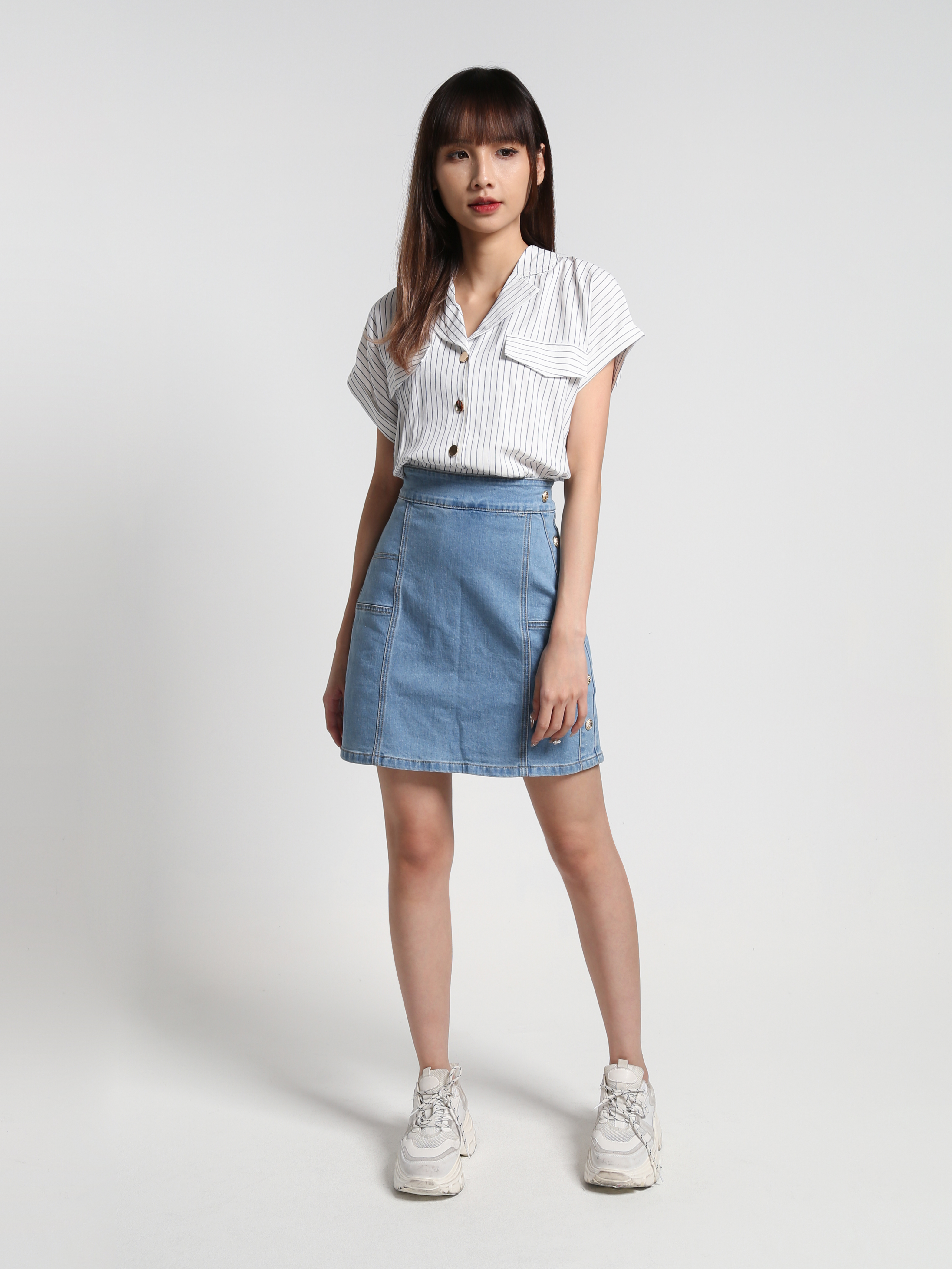 Stripe Front Button Blouse 27030