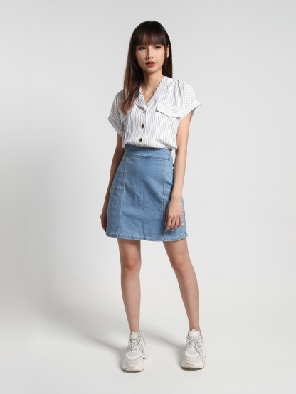 Stripe Front Button Blouse 27030
