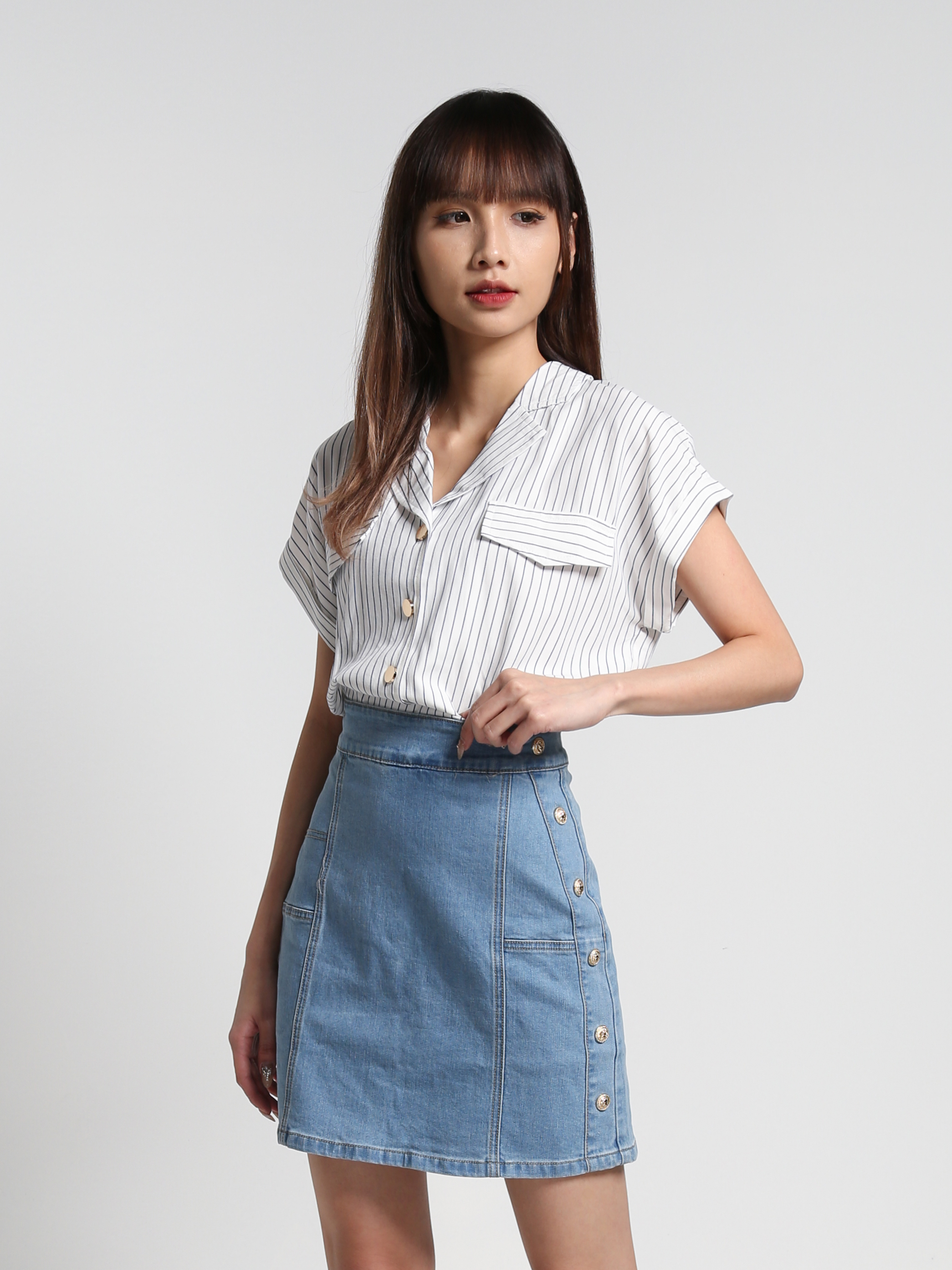 Stripe Front Button Blouse 27030