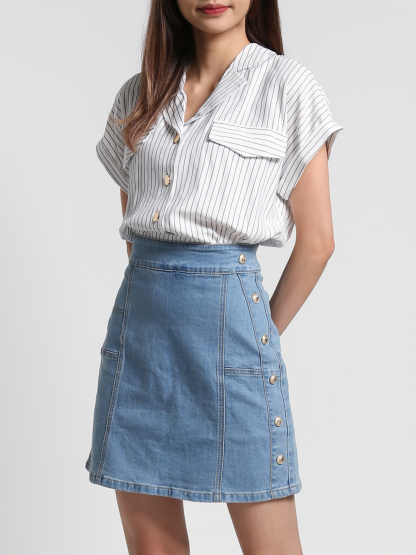 Stripe Front Button Blouse 27030