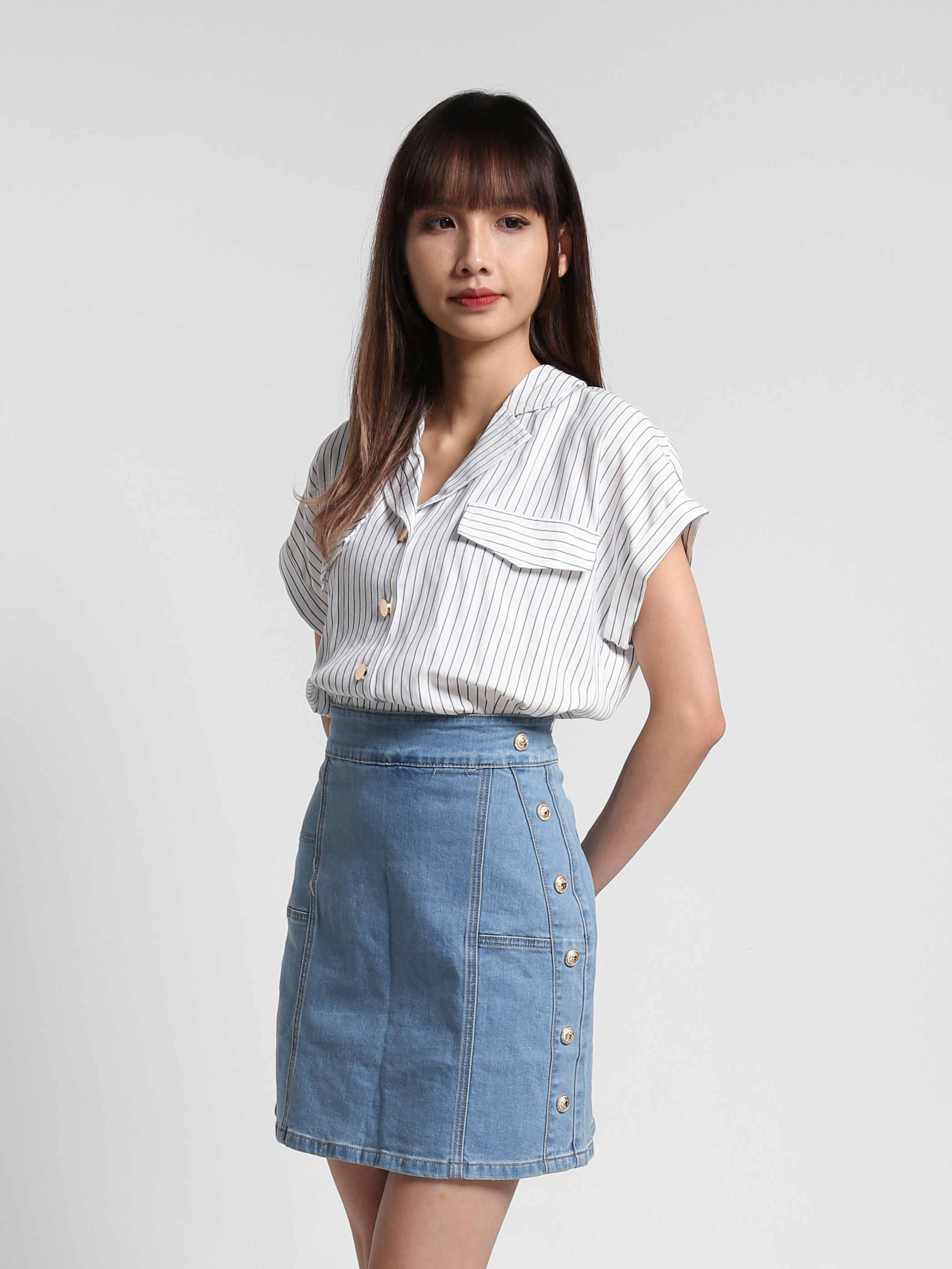 Stripe Front Button Blouse 27030