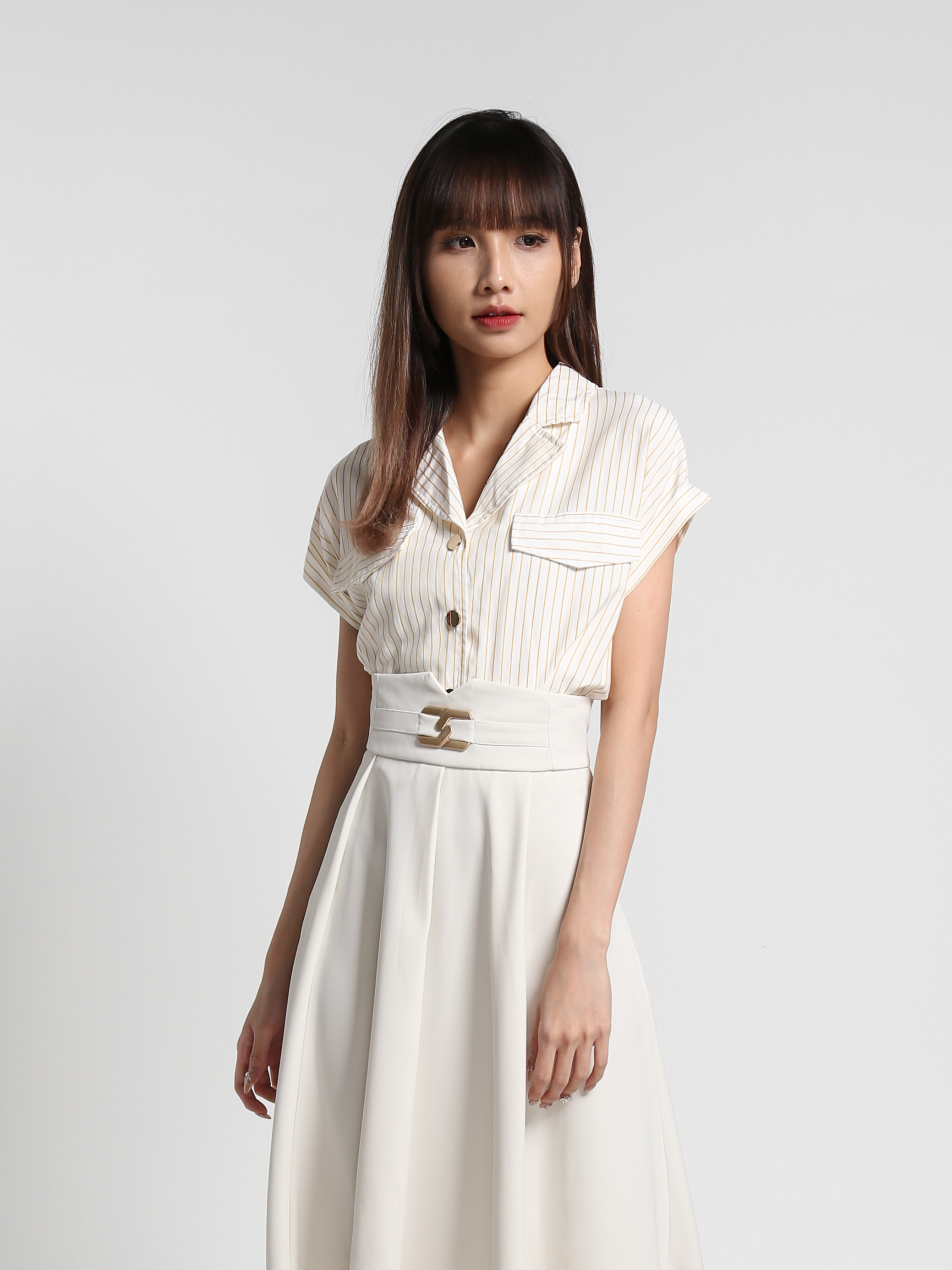 Stripe Front Button Blouse 27030