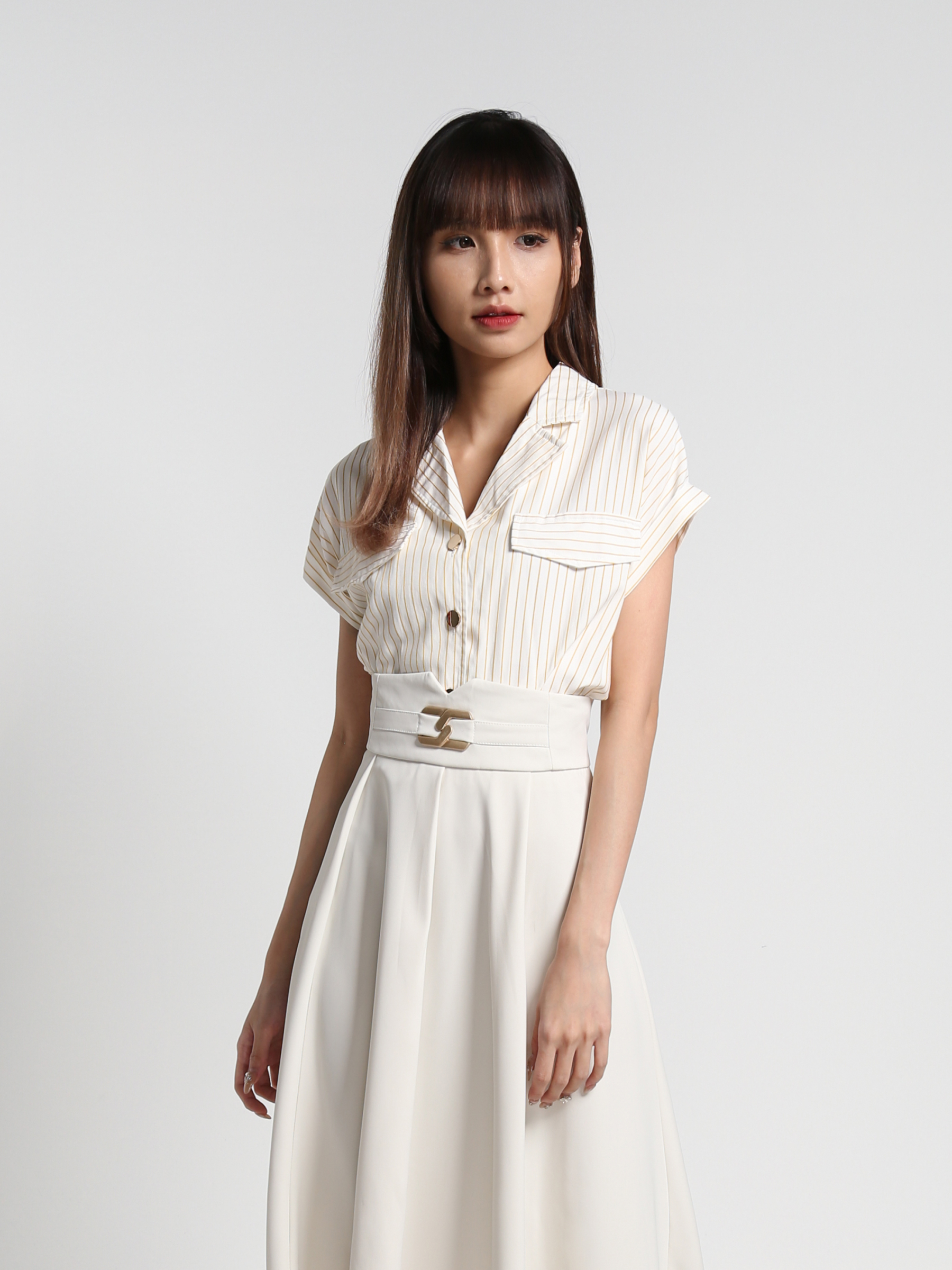 Stripe Front Button Blouse 27030