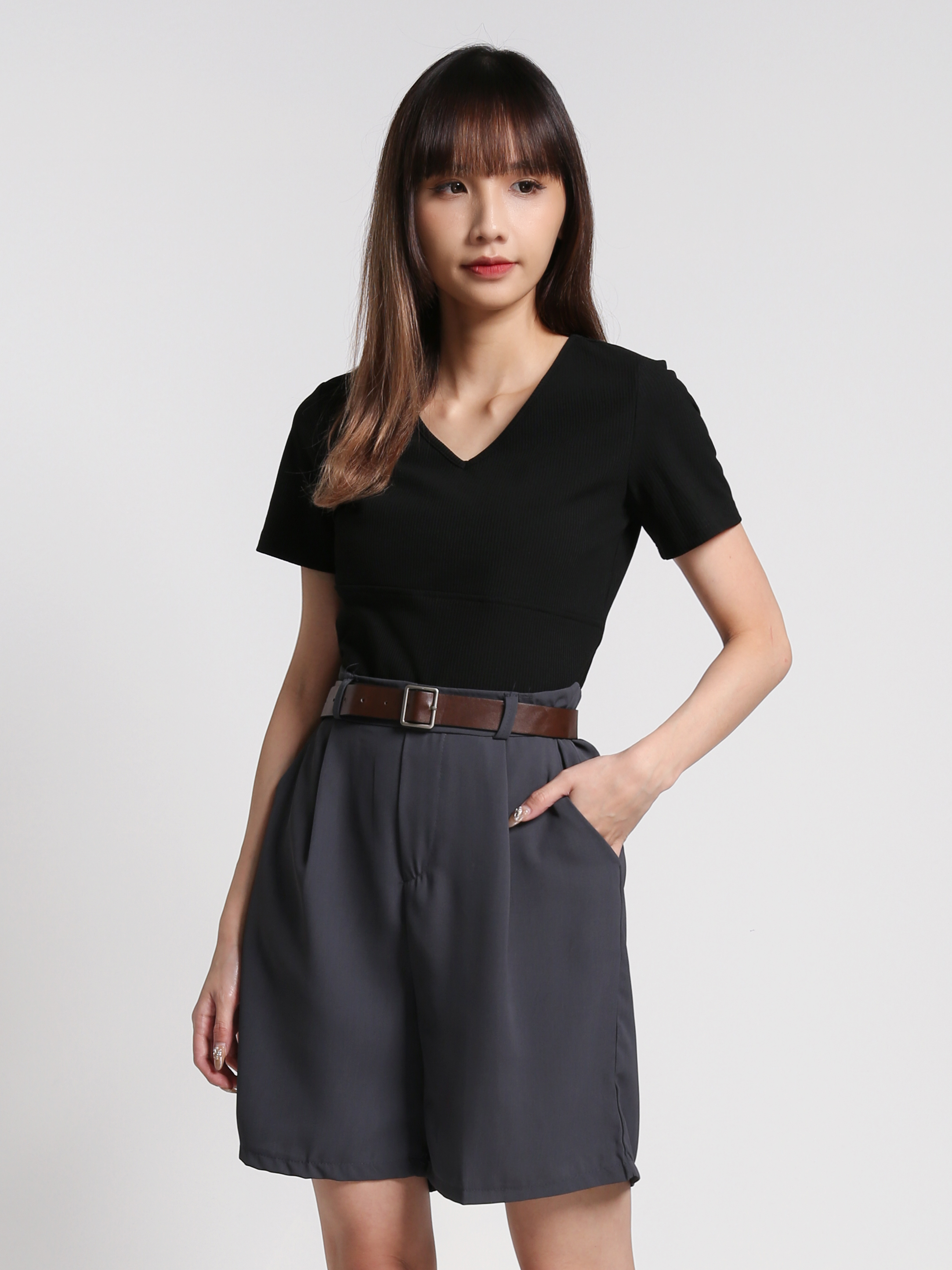 V Neck Plain Top 27054
