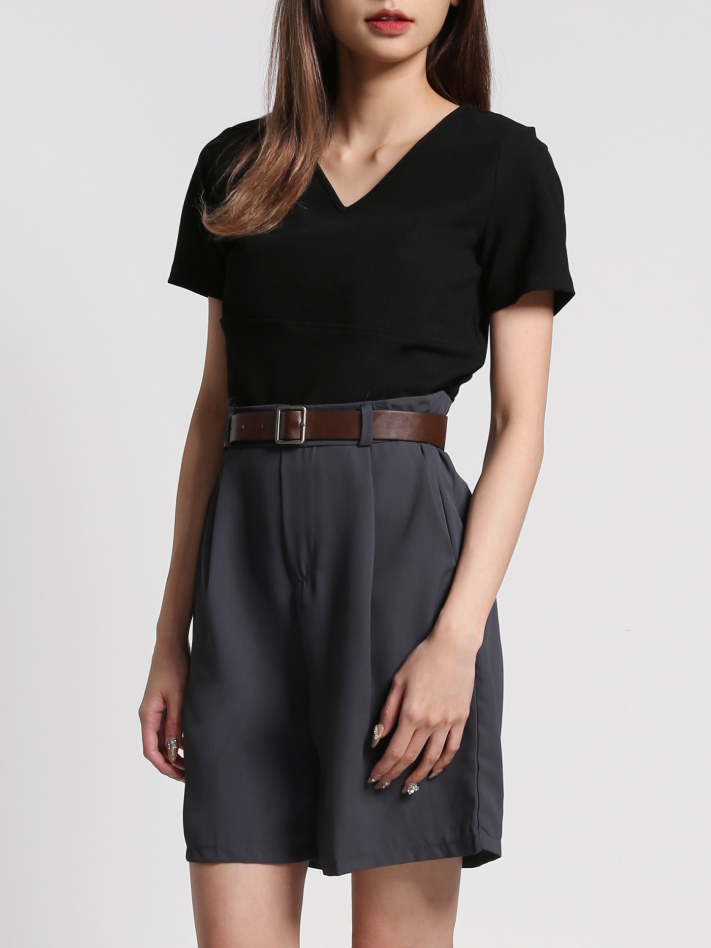 V Neck Plain Top 27054