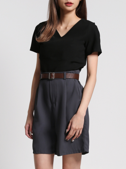 V Neck Plain Top 27054