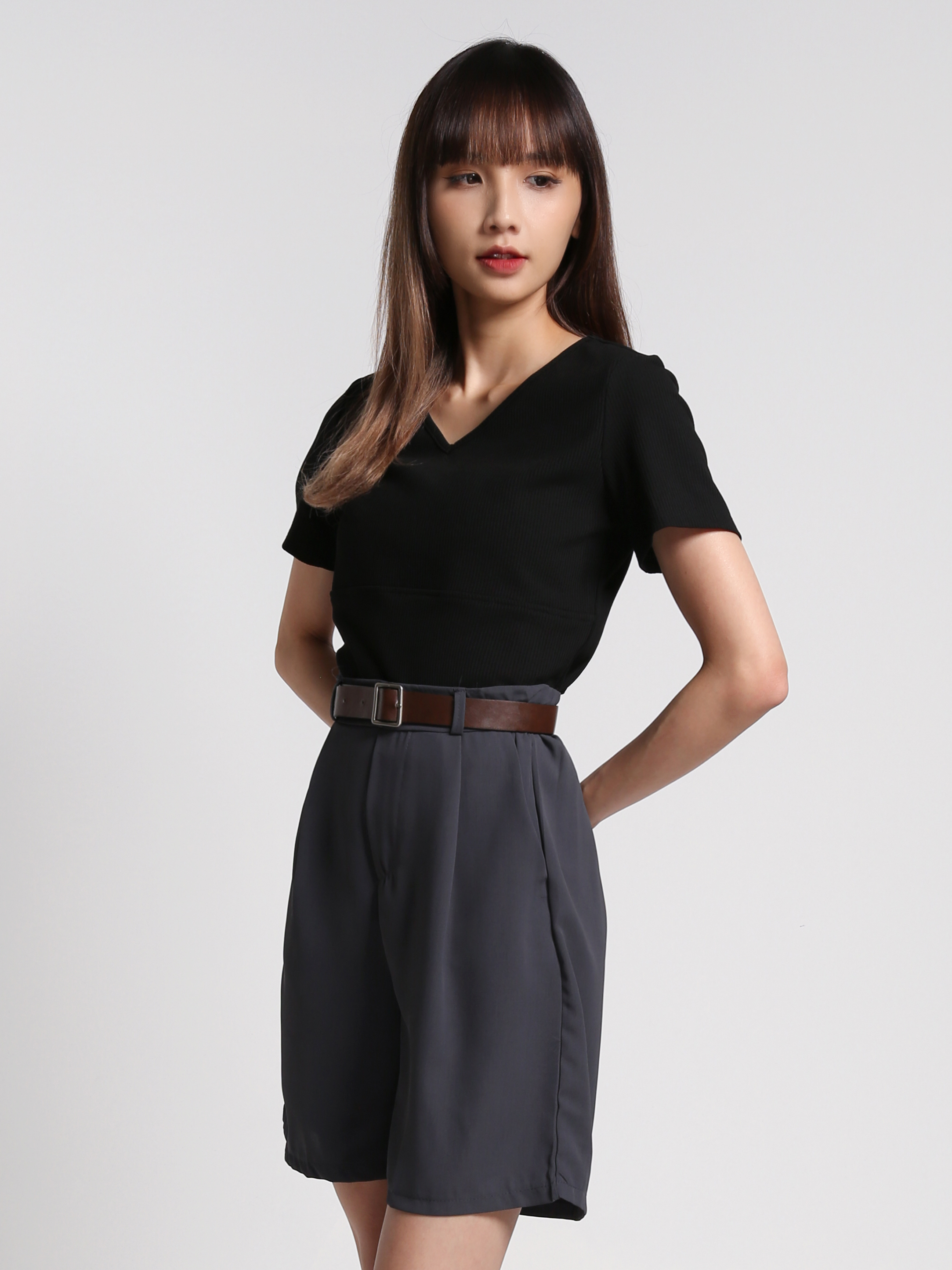 V Neck Plain Top 27054