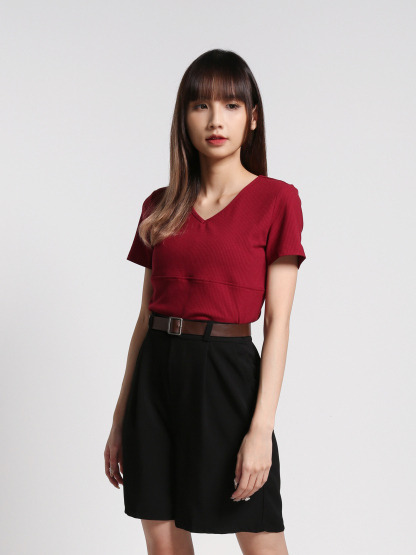 V Neck Plain Top 27054