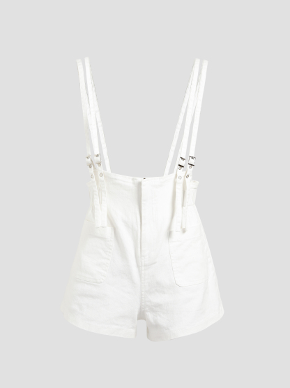 High Waist Front Pocket With Strap Short Pants 27097