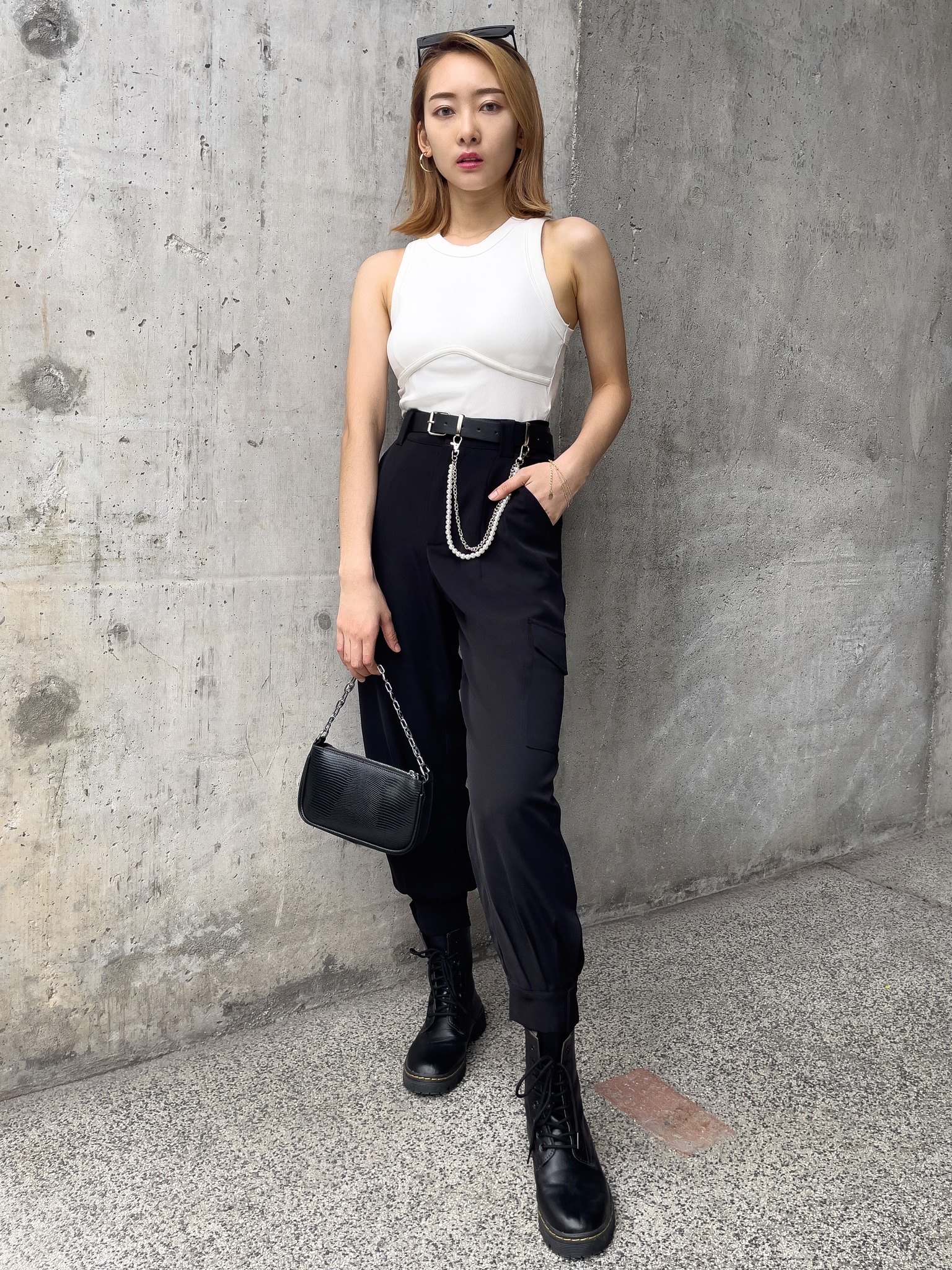 Belted Cargo Pants With Chain Ac3-03