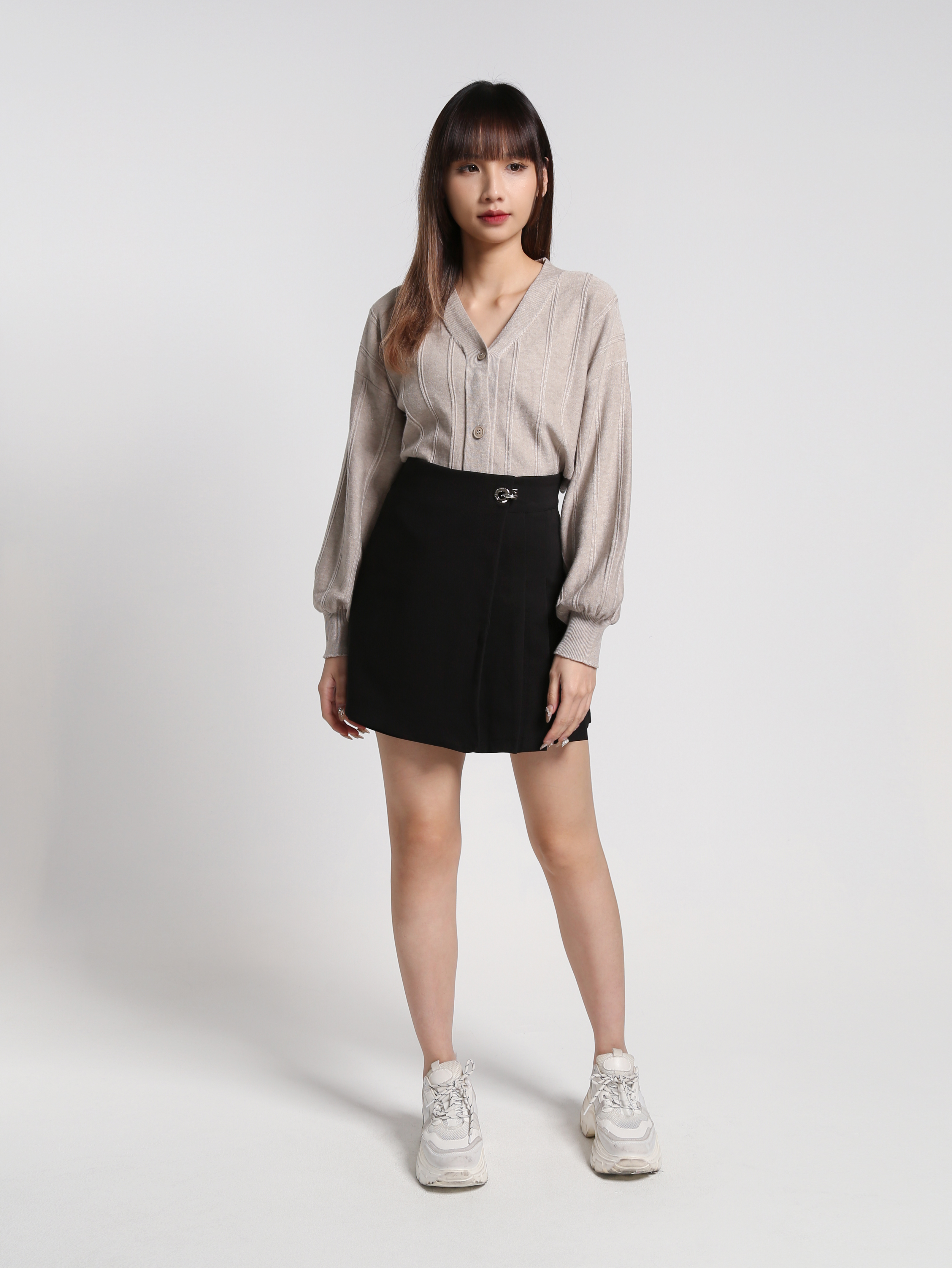 High Waist Side Pleated Skirt 27066