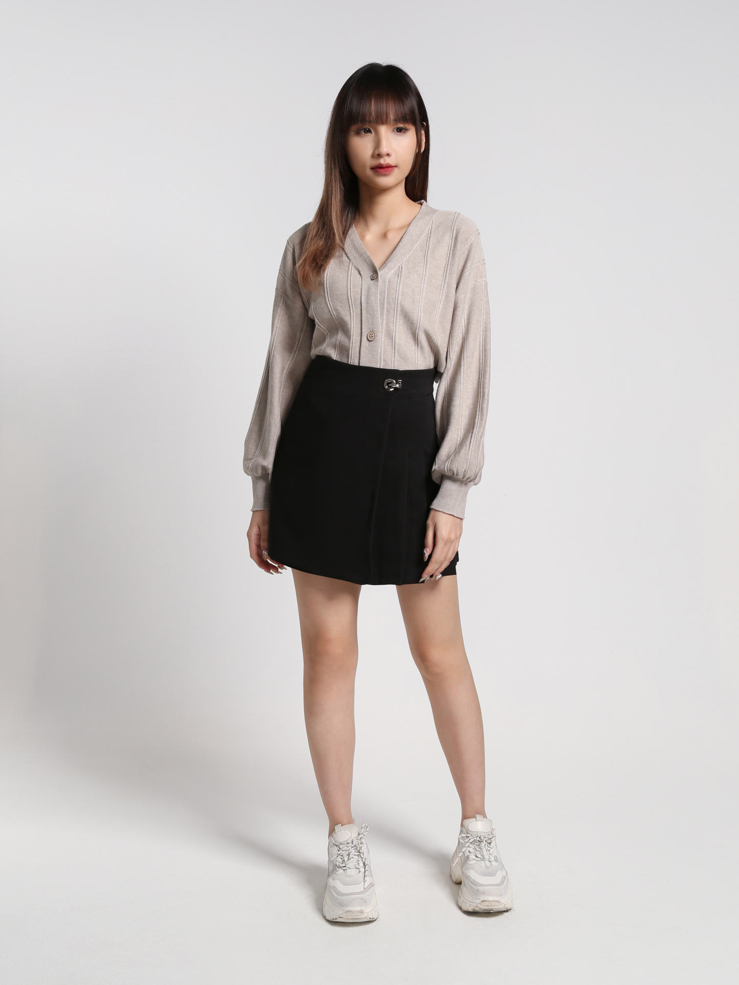 High Waist Side Pleated Skirt 27066