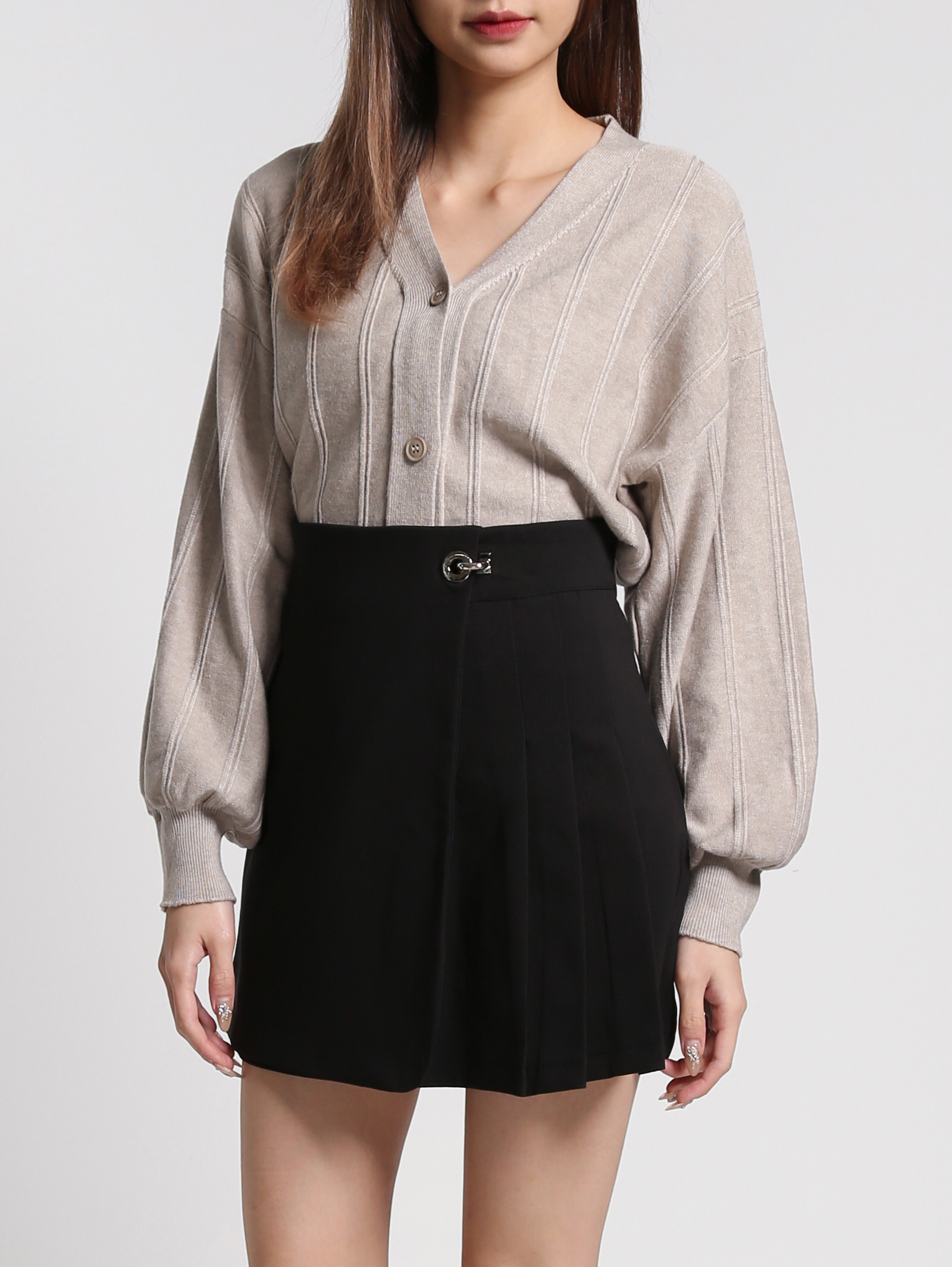 High Waist Side Pleated Skirt 27066