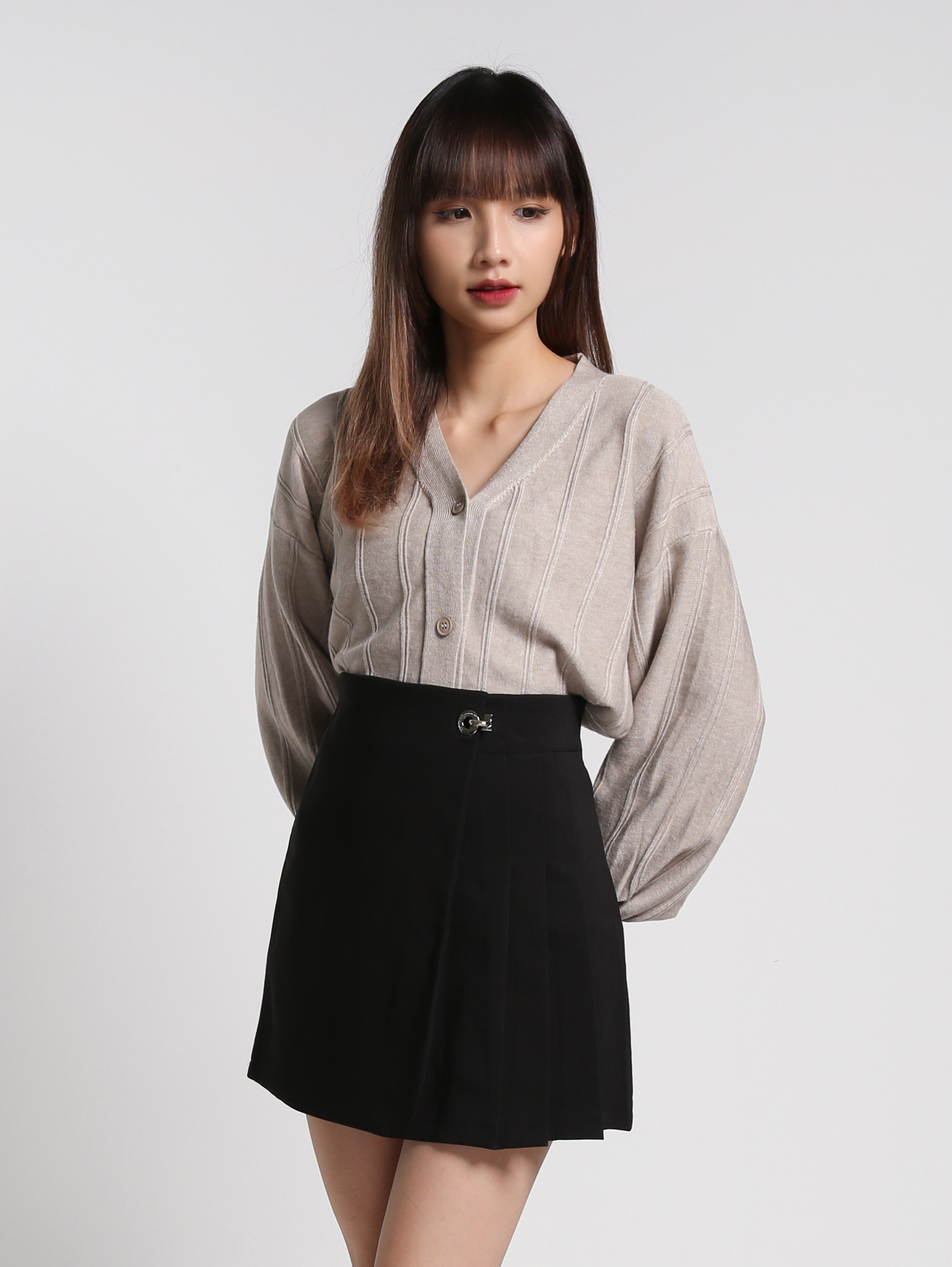 High Waist Side Pleated Skirt 27066